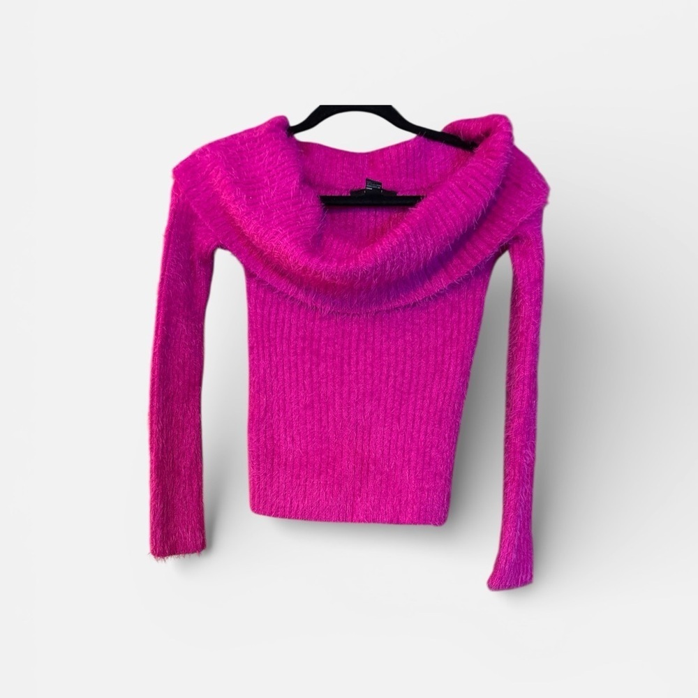 Forever 21 Vibrant Pink Cowl Neck Sweater